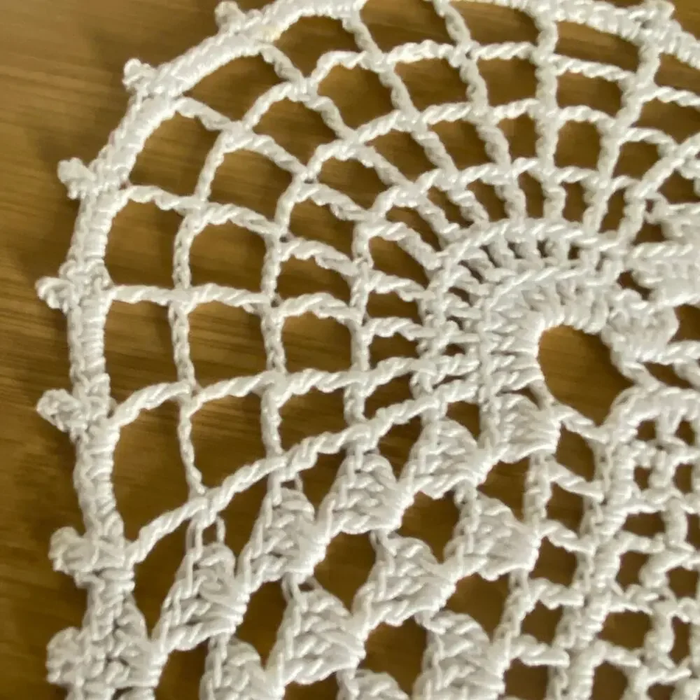Vintage Handmade Crochet Pineapple Lace Square Doily 10in Cotton Farmhouse Decor